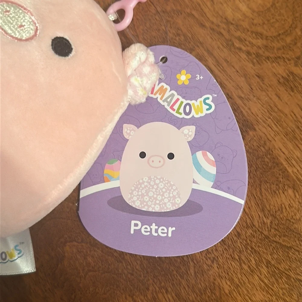 Squishmallows 3.5" Easter Clip-On Peter The Pig with Floral Belly - Picture 3 of 4